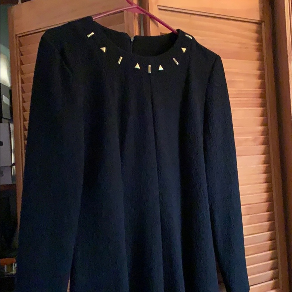 Kim Kelly petite black dress with gold details EUC